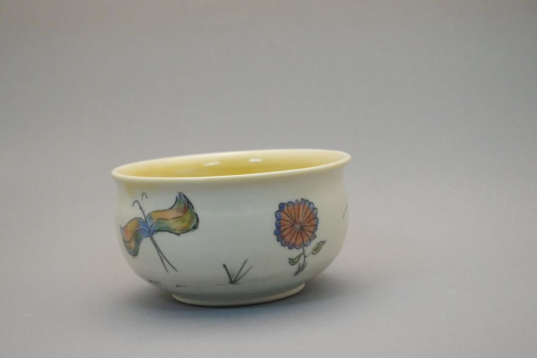 butterfly bowl with yellow accent
