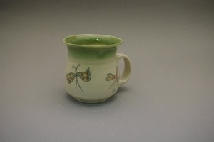 Hand Drawn and Painted Porcelain Mugs with green accent